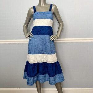 Gianni Bini x Shea Leigh Mills Capri Midi Color Block Blue White Dress Nwt